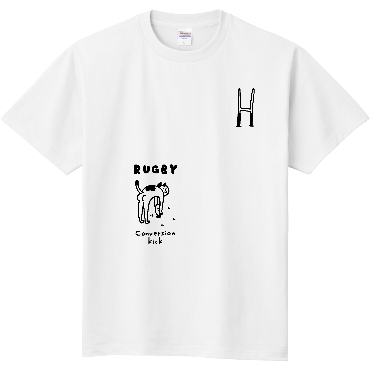 ラグビー　・ネコのコンバージョンキック 定番Ｔシャツ