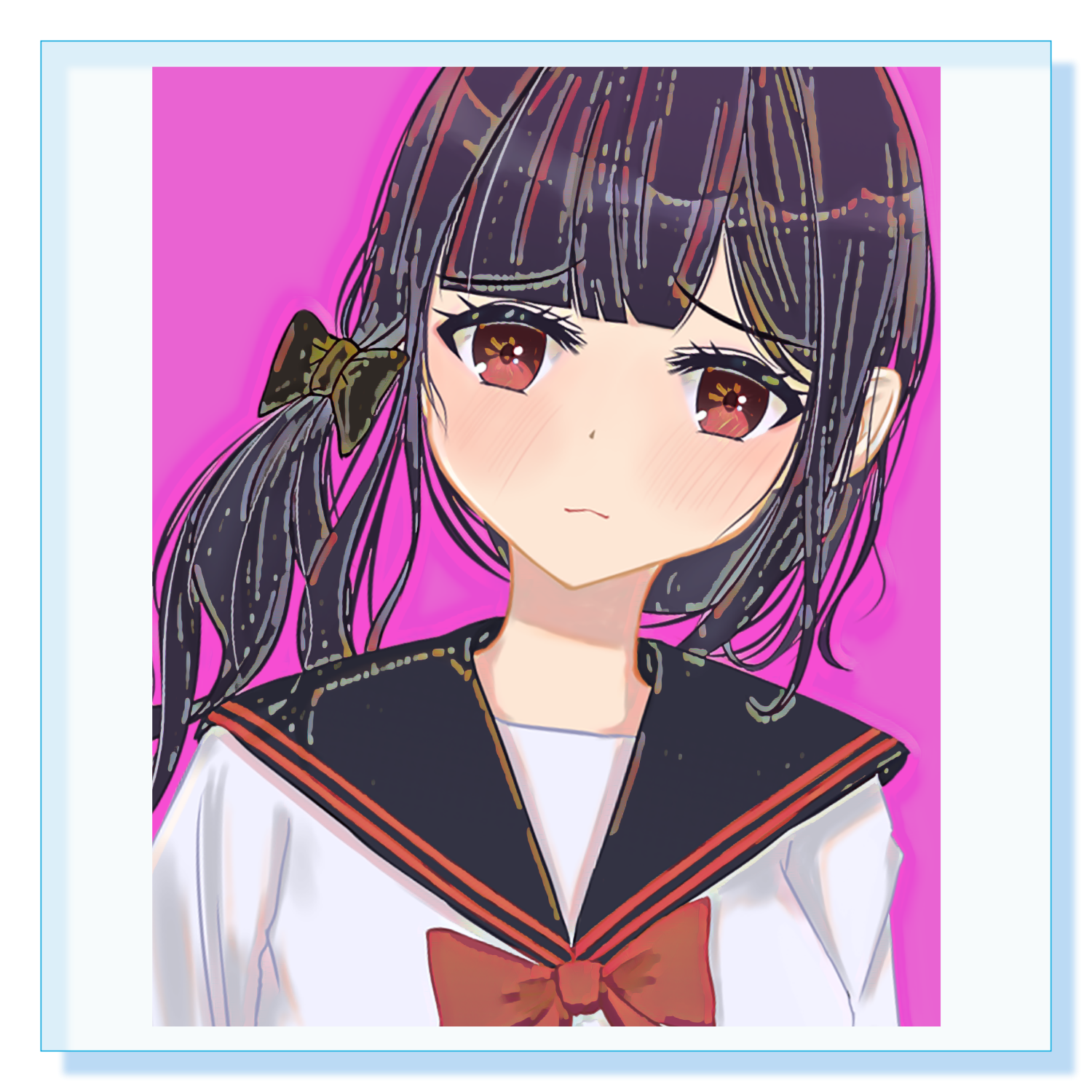 ミステリー研究部の女の子の絵 アクリルブロック (100 x 100mm)