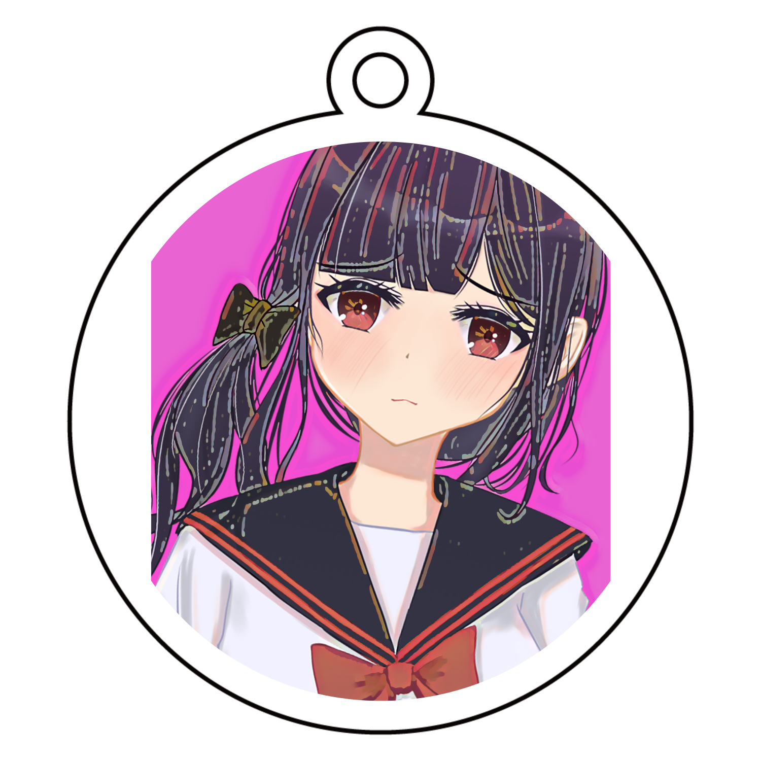 ミステリー研究部の女の子の絵 アクリルキーホルダー　丸型 (6cm)