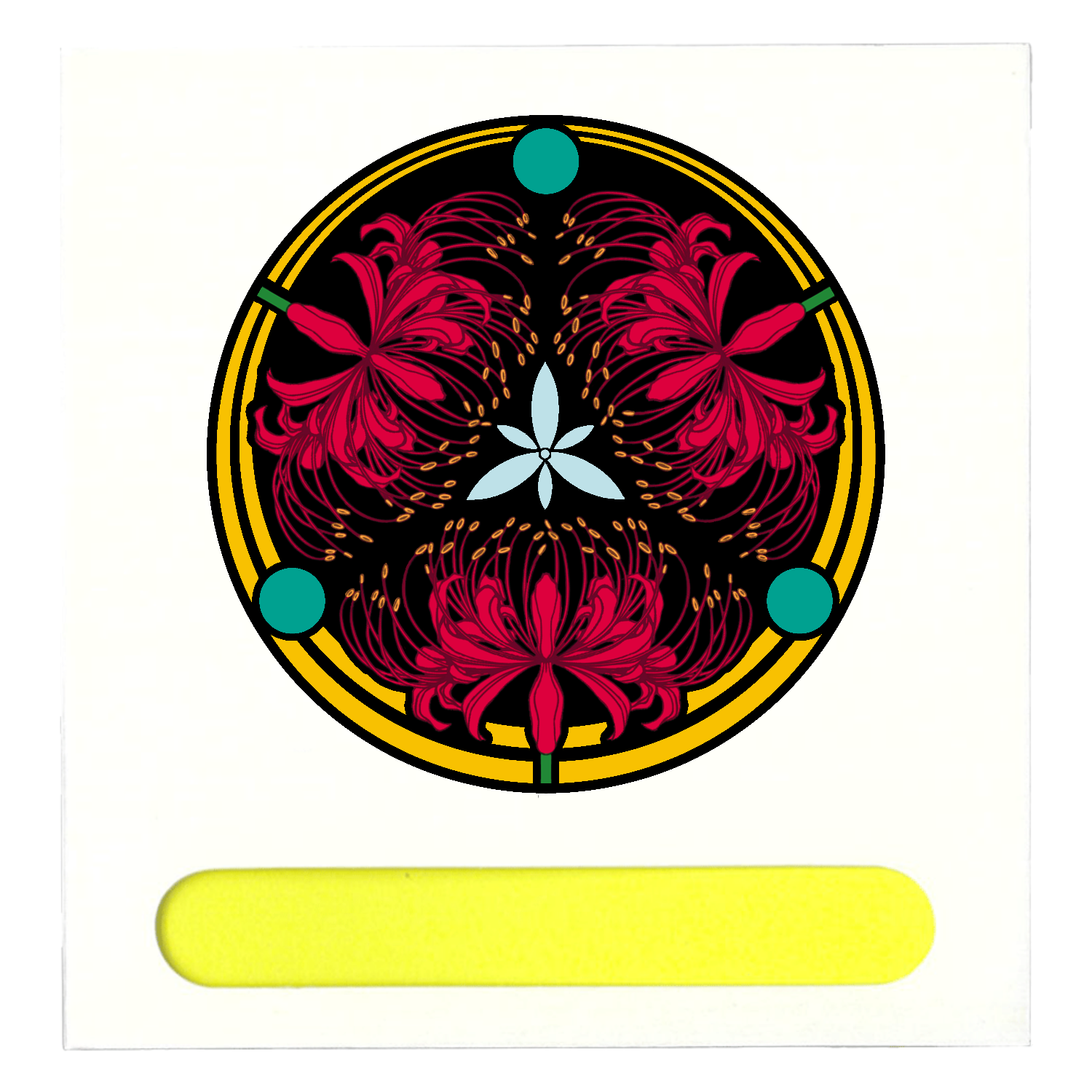 彼岸花の家紋 黒 ポケット付箋セット(M)