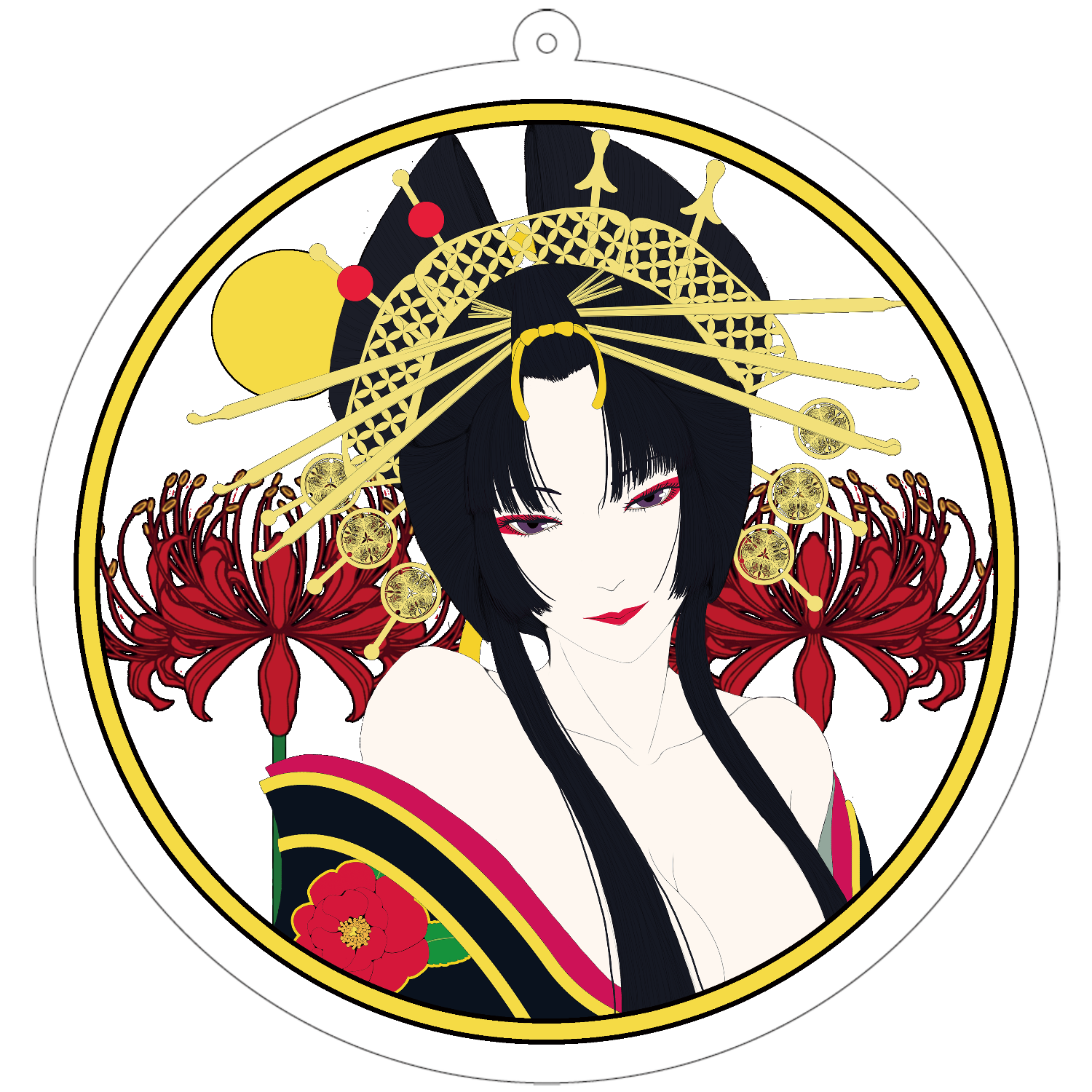 【988】花魁のキーホルダー 花魁 丸100×100mm アクリルキーホルダー(丸型)の商品購入ページ