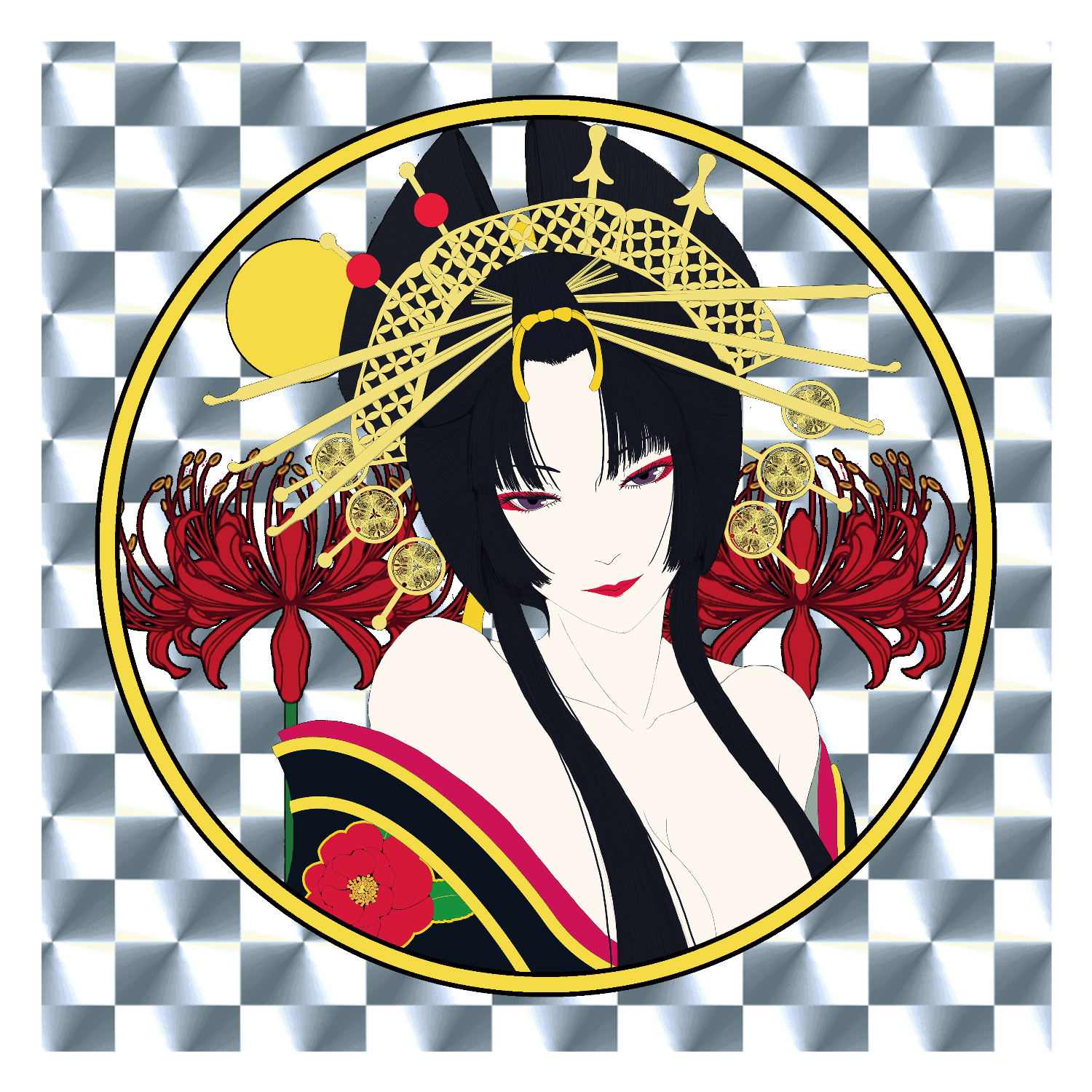 花魁 丸100×100mm アクリルキーホルダー(丸型)の商品購入ページ