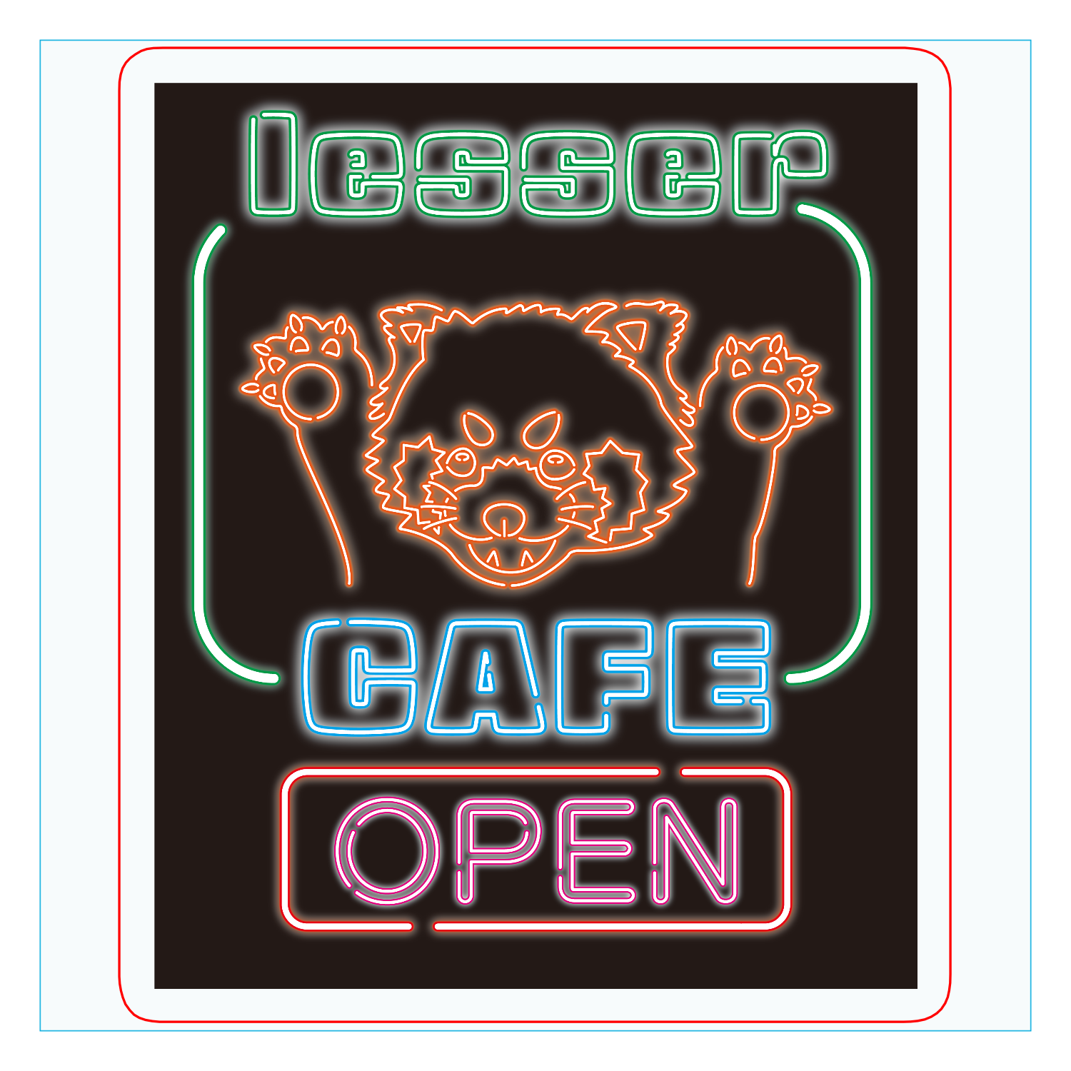 lesser CAFE / レッサーカフェネオンサイン ダイカットアクリルキーホルダー(6×6cm)