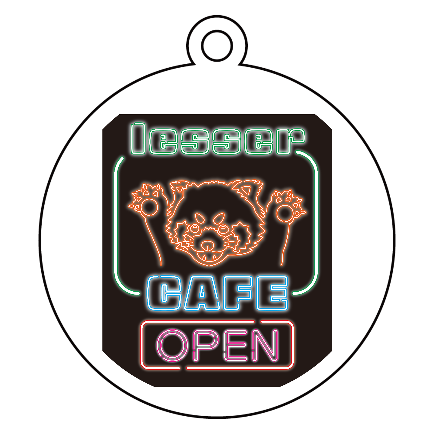 lesser CAFE / レッサーカフェネオンサイン アクリルキーホルダー　丸型 (6cm)
