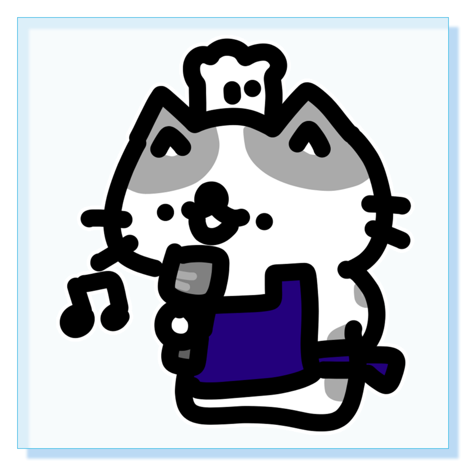 うたう！コックシェフ猫 アクリルブロック (100 x 100mm)