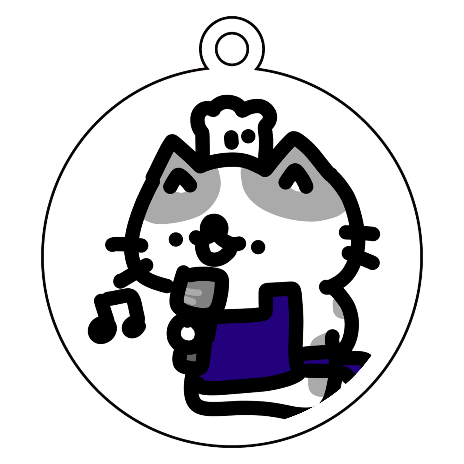 うたう！コックシェフ猫 アクリルキーホルダー　丸型 (6cm)
