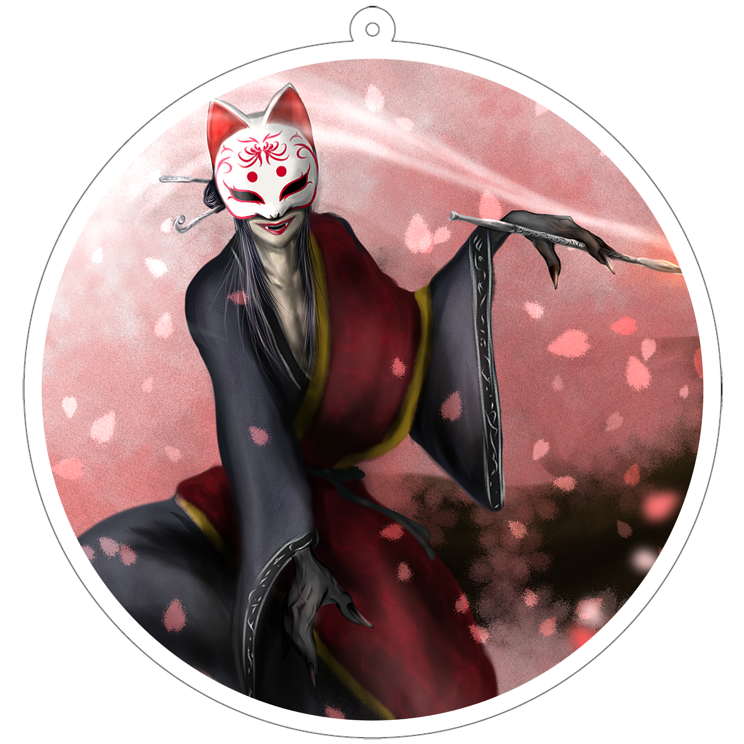 狐の酒宴 100×100mm アクリルキーホルダー(丸型)