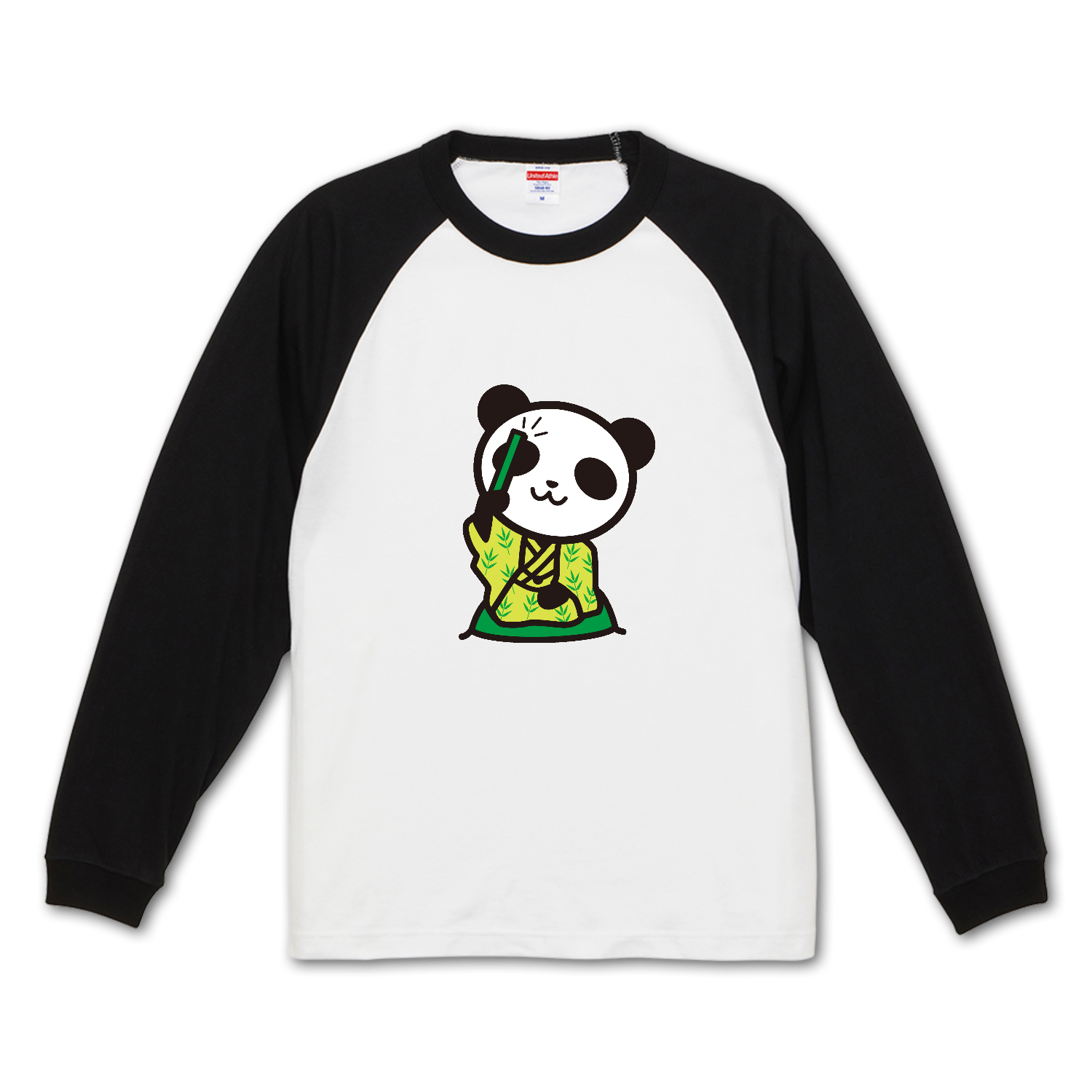落語家パンダ 1 ラグランロングスリーブTシャツ（1.6インチリブ）