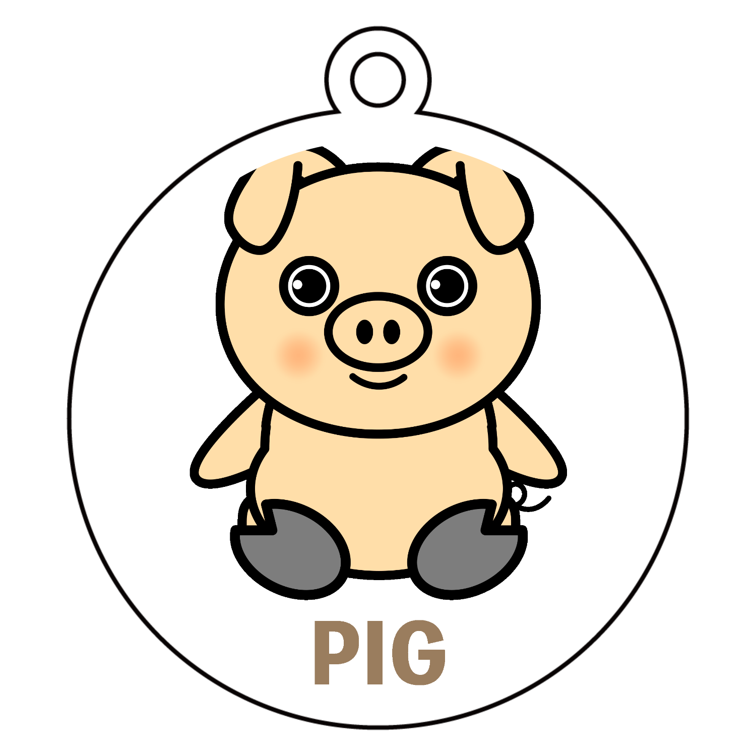 ザ・pig! 可愛い豚さんのデザイン アクリルキーホルダー　丸型 (6cm)