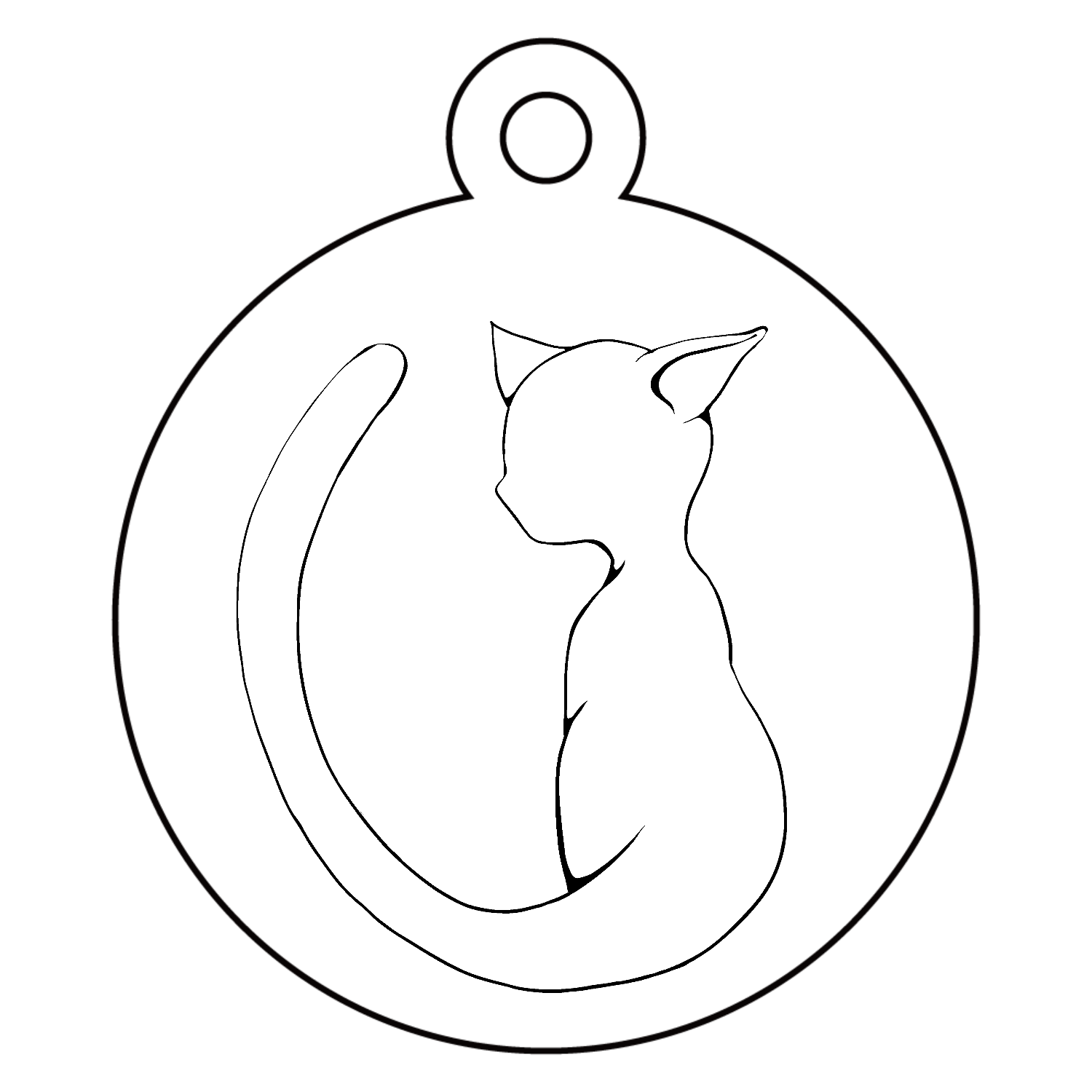 猫シルエット アクリルキーホルダー(両面印刷)　丸型 (4cm)