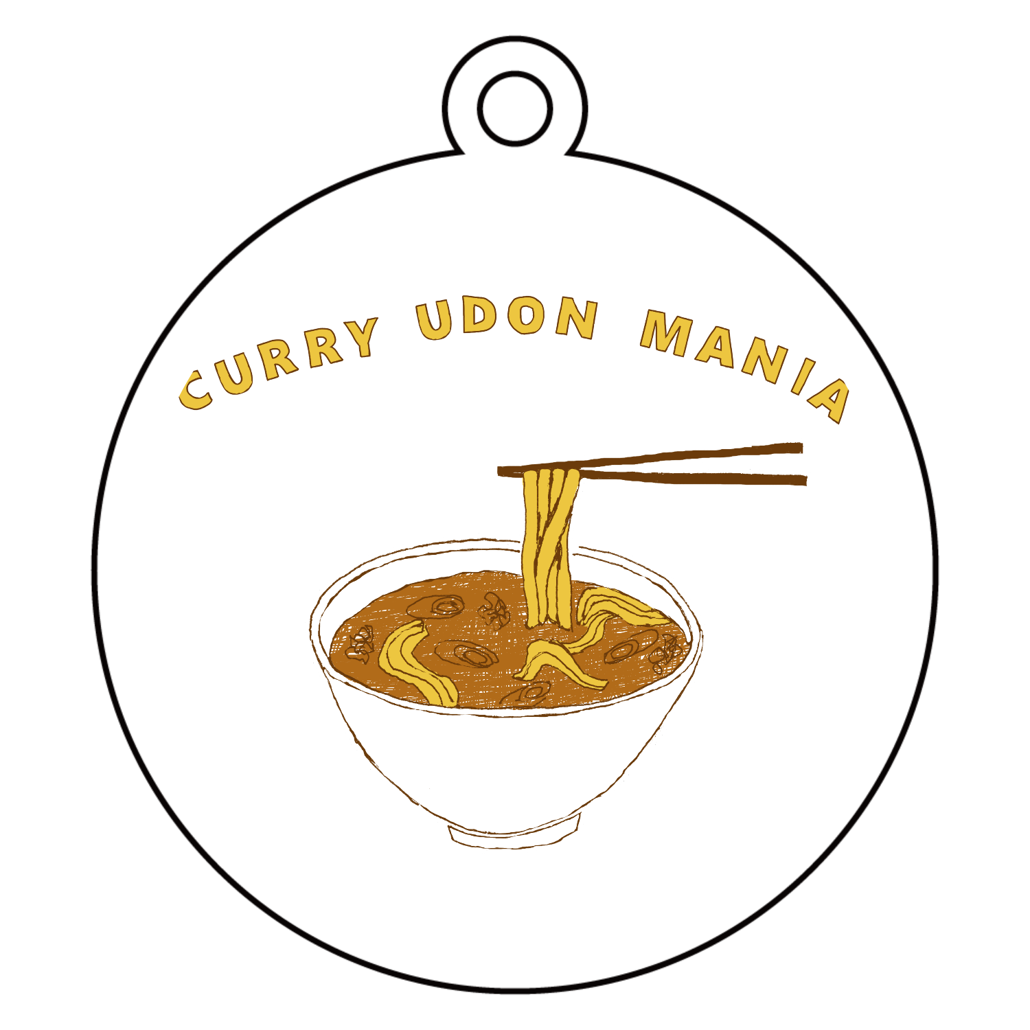 カレーうどんマニア＜英語バージョン＞ アクリルキーホルダー　丸型 (6cm)