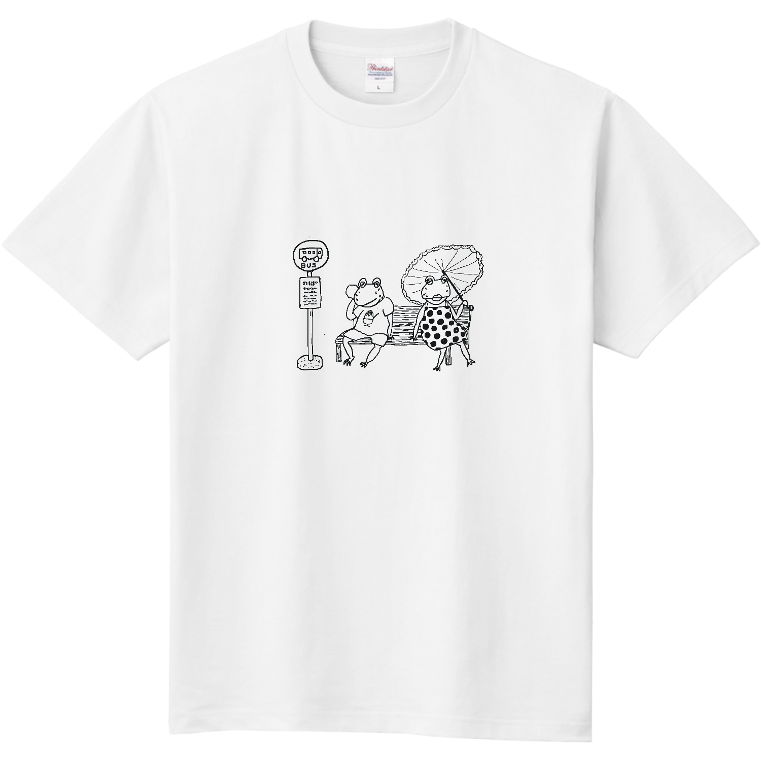 カエルのバス待ち 定番Ｔシャツ