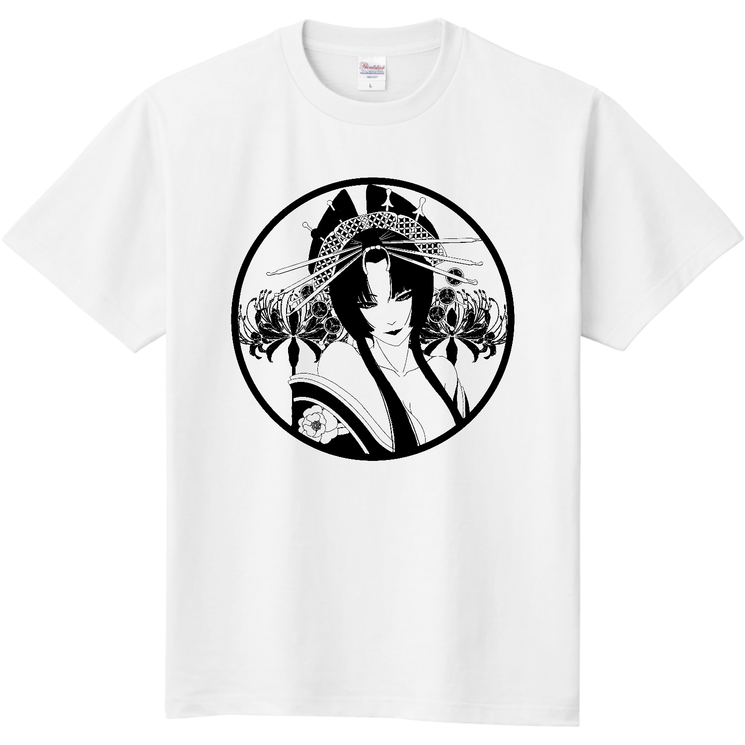 花魁 丸 線画 定番Ｔシャツ
