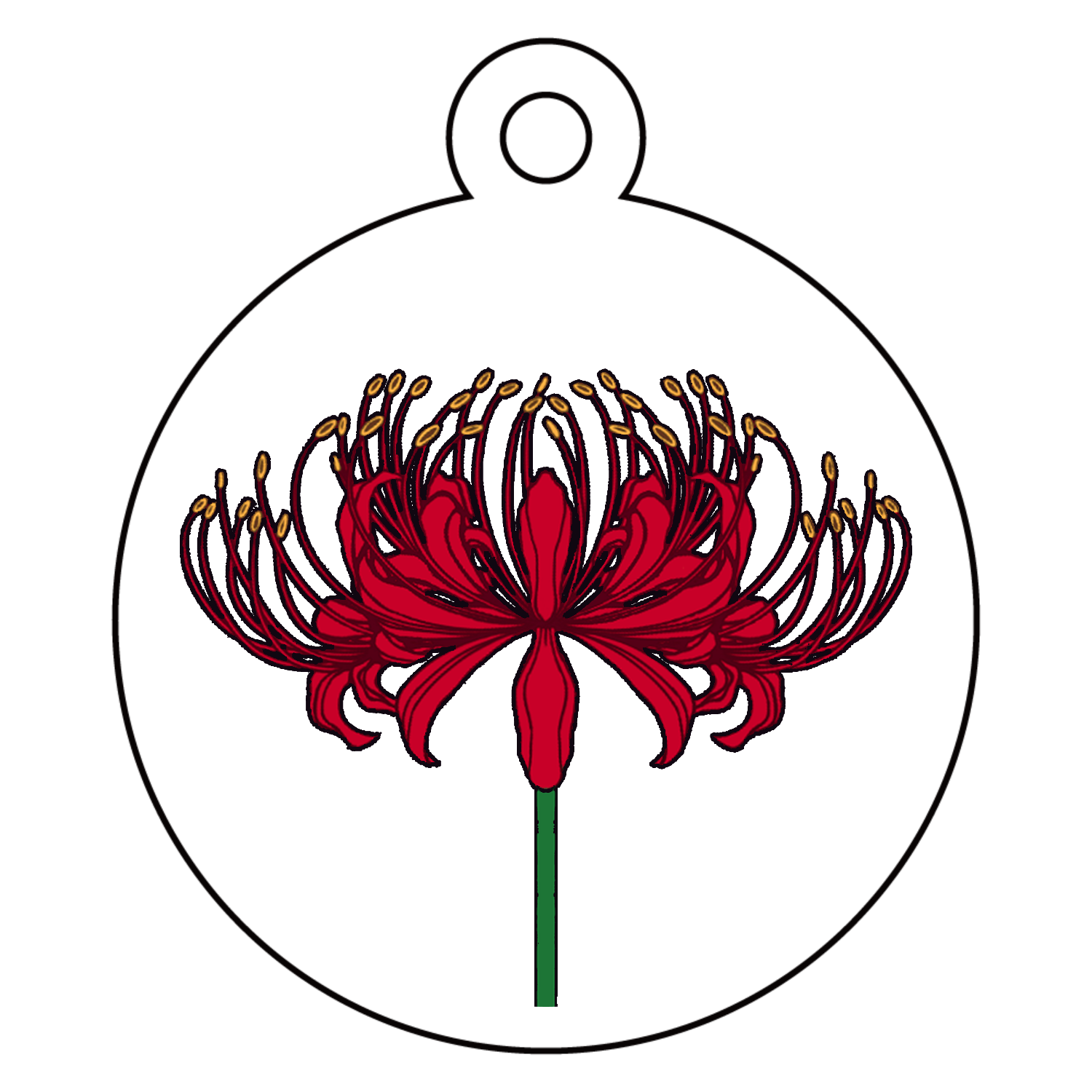 彼岸花 アクリルキーホルダー(両面印刷)　丸型 (4cm)