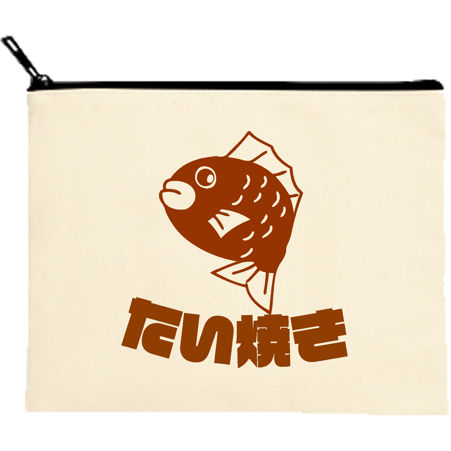 ザ・たい焼き！！ キャンバスポーチ（M）【白プリント有】