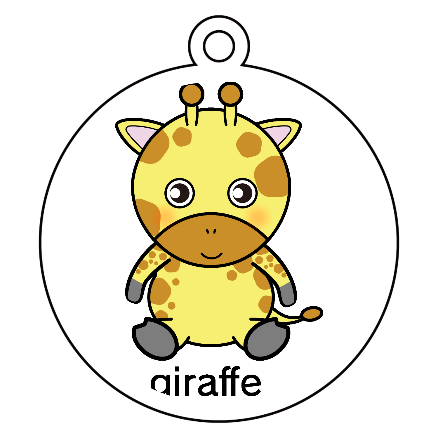 可愛いキリンちゃん アクリルキーホルダー　丸型 (6cm)