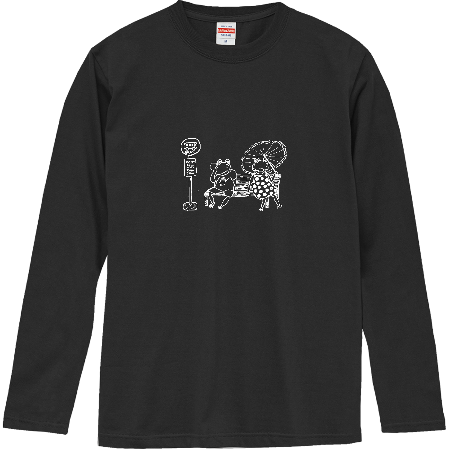 カエルのバスまちロングスリーブTシャツの商品購入ページ