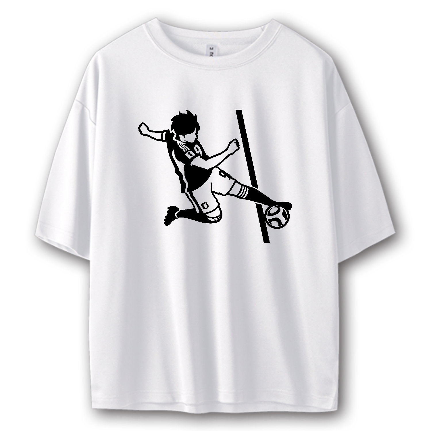 神村学園サッカー部移動着Tシャツ ホワイト ブラック Mサイズ 三笘の1mm（三笘の1ミリ）サッカー・ミニマルグラフィック【パロディー