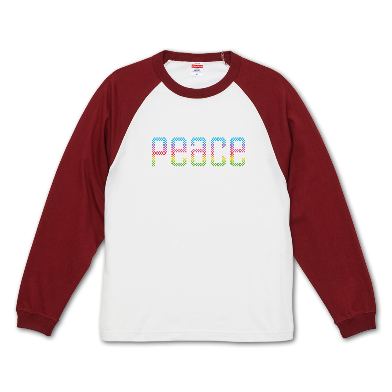 PEACE・虹色ラグランロングスリーブTシャツ（1.6インチリブ）の商品