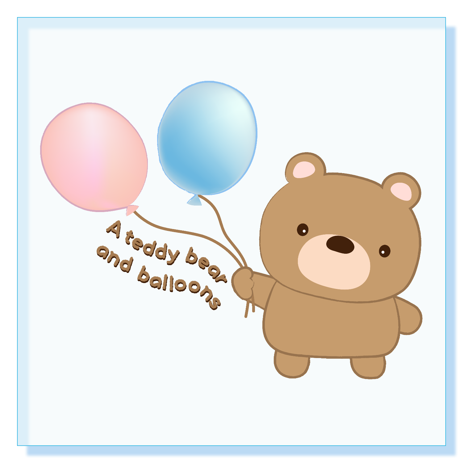 くまさんと風船　テディベア　くまのぬいぐるみ　ぬいぐるみ　teddy bear ぬいぐるみくまさんと風船（A teddy bear and balloons） パネル