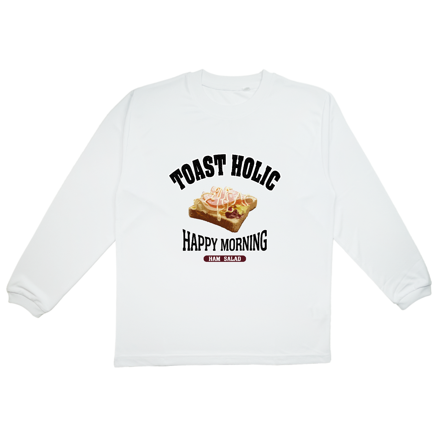 ハムサラダトースト（アレンジトースト 風） プリンタブルドライ長袖Ｔシャツ