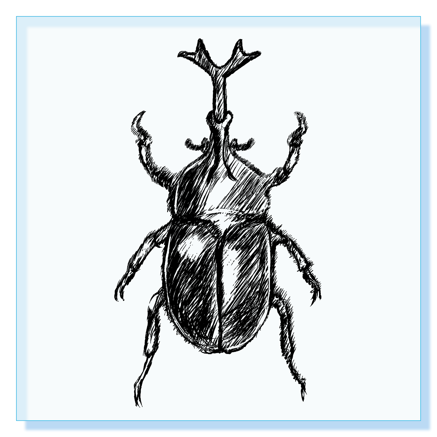 手書きのカブトムシのワンポイントイラスト パネル｜チコデザ - オリ
