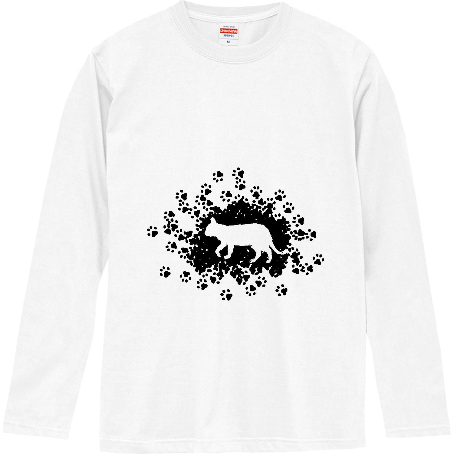 足跡と猫のシルエットマーク ロングスリーブTシャツ