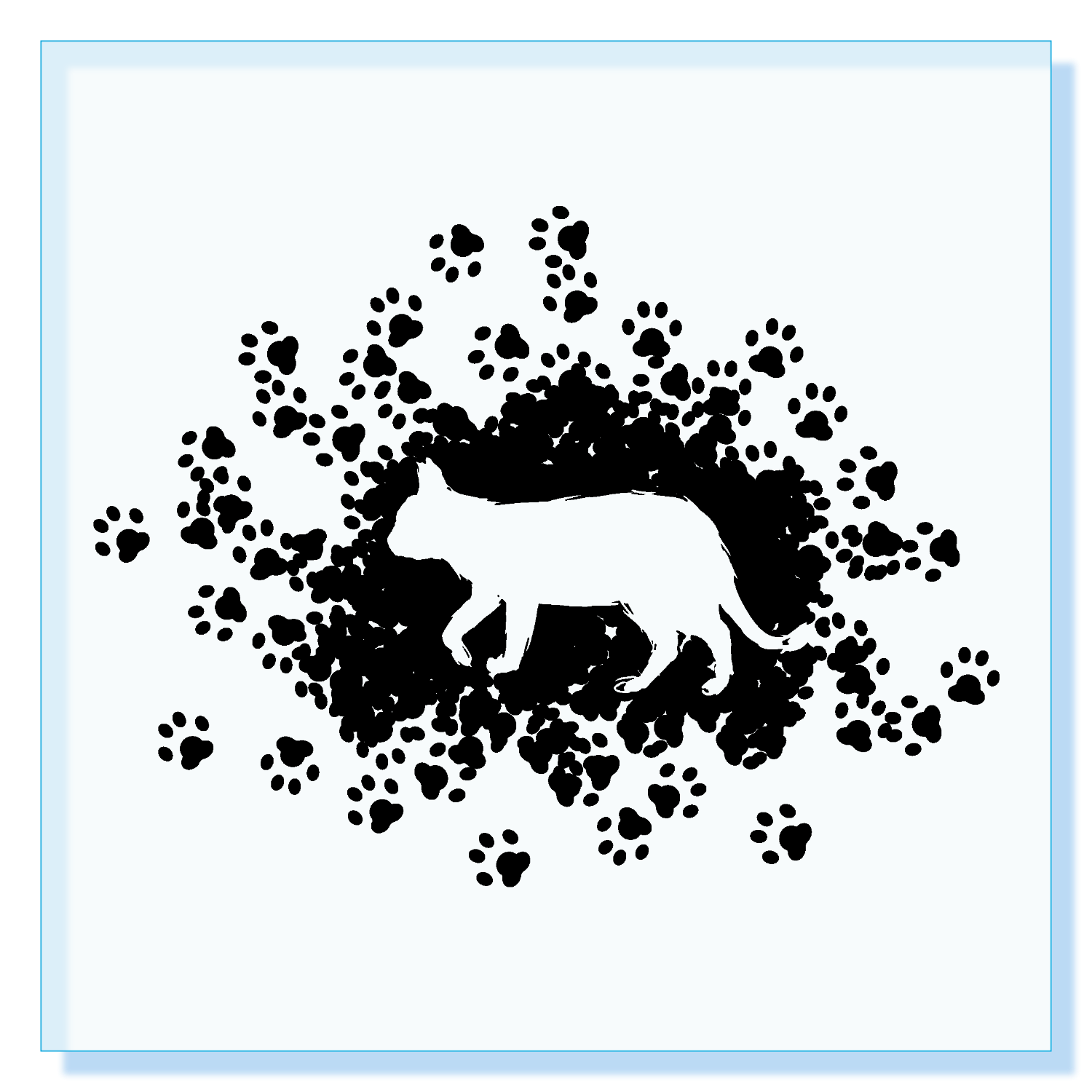 足跡と猫のシルエットマーク アクリルブロック (100 x 100mm)