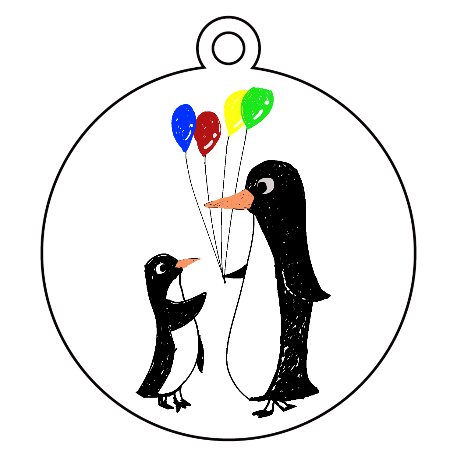 風船とペンギンの絵アクリルブロックの商品購入ページ｜クリエイターの
