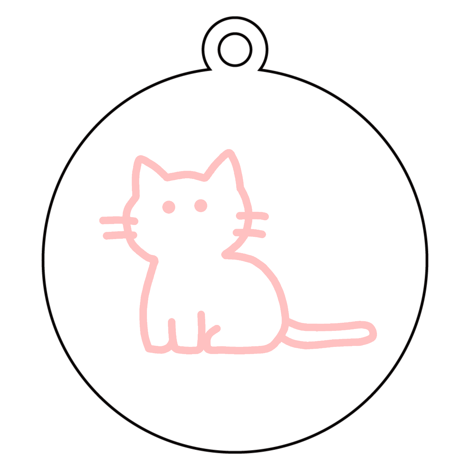 ねこ（ピンク） アクリルキーホルダー　丸型 (6cm)