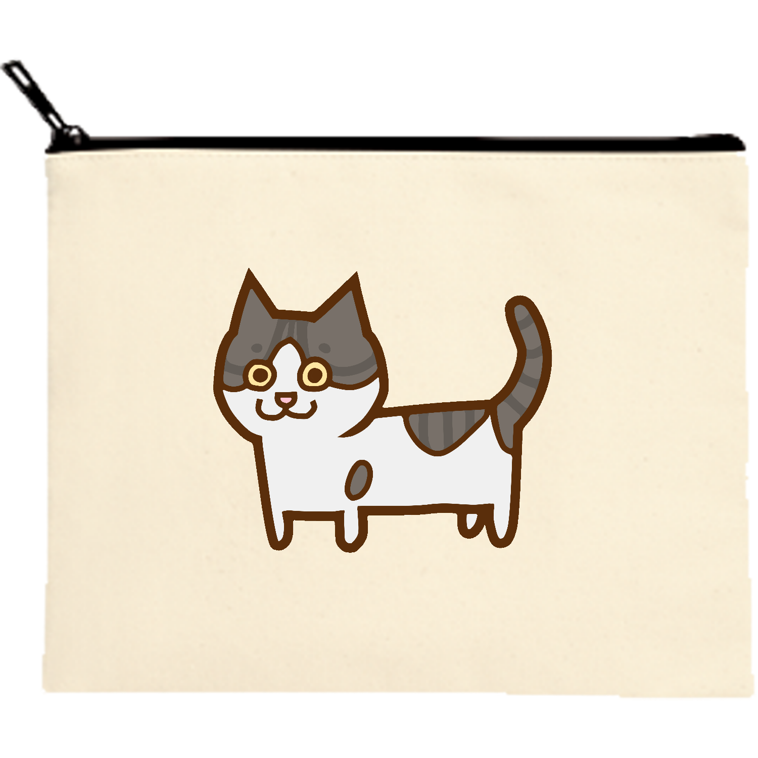 ごきげんねこ キャンバスポーチ（M）【白プリント有】