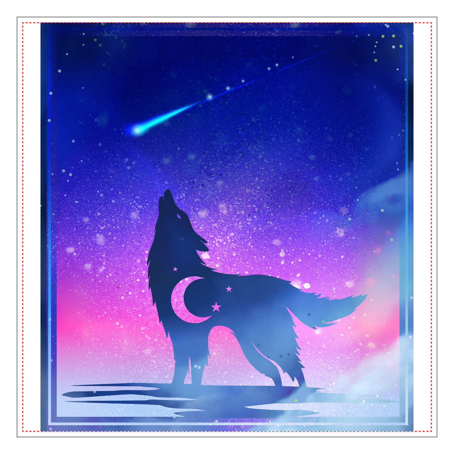 遠吠えする狼 Foil 星空の遠吠え - 流れ星と狼の絵アクリルブロックの商品購入ページ