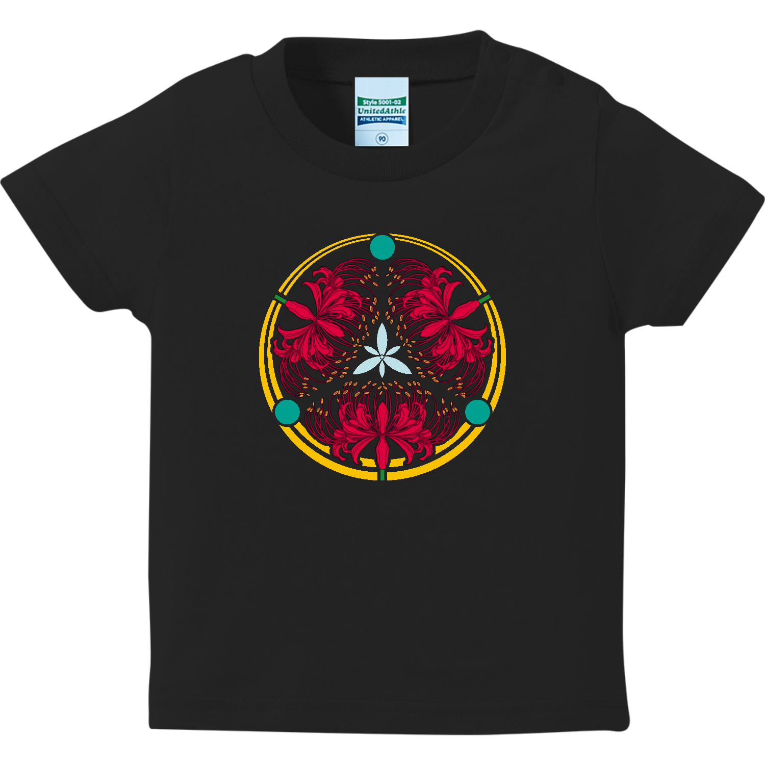 彼岸花の家紋 透 ハイクオリティーベビーTシャツ