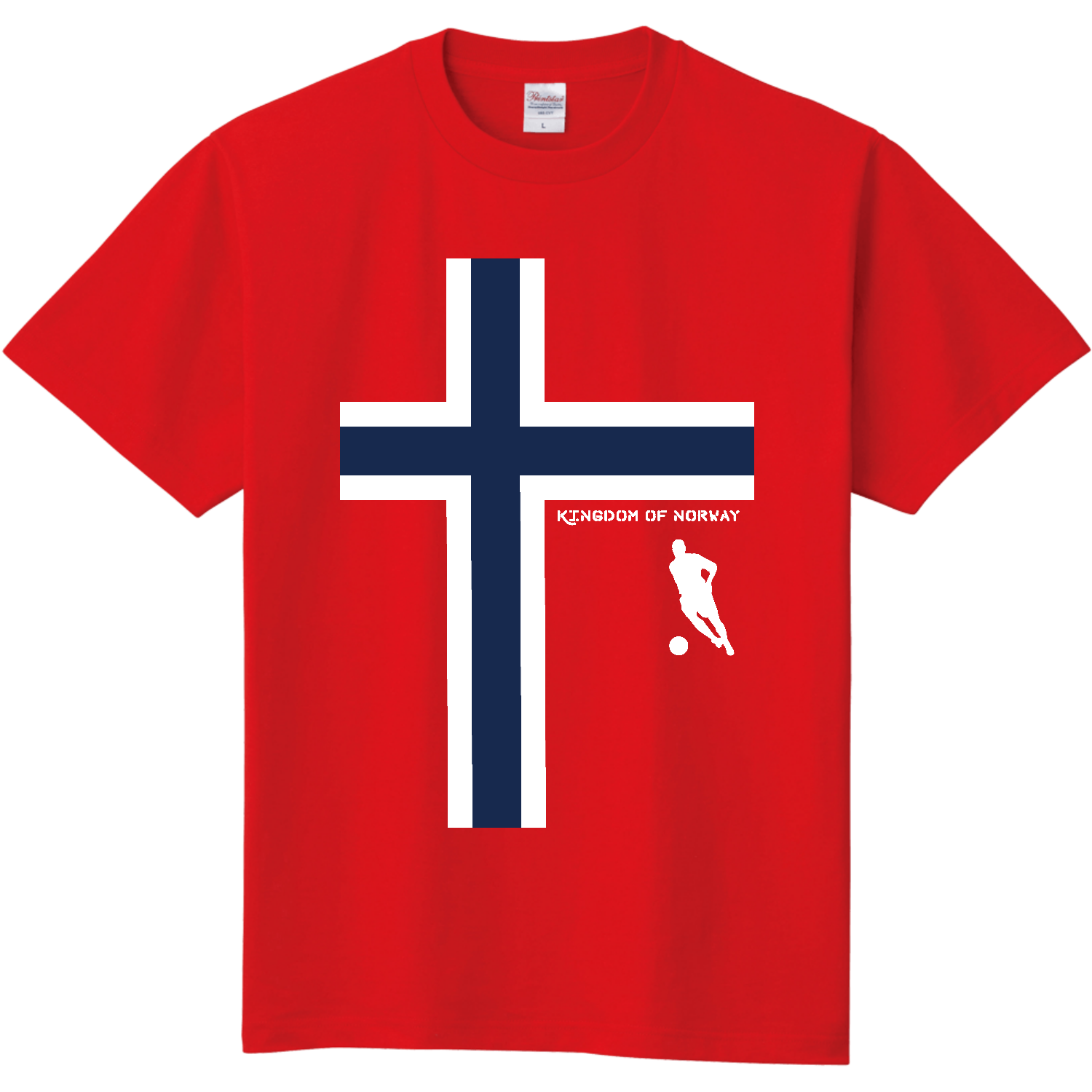ノルウェー王国・サッカーエディション【ノルウェー国旗×サッカー】 定番Ｔシャツ
