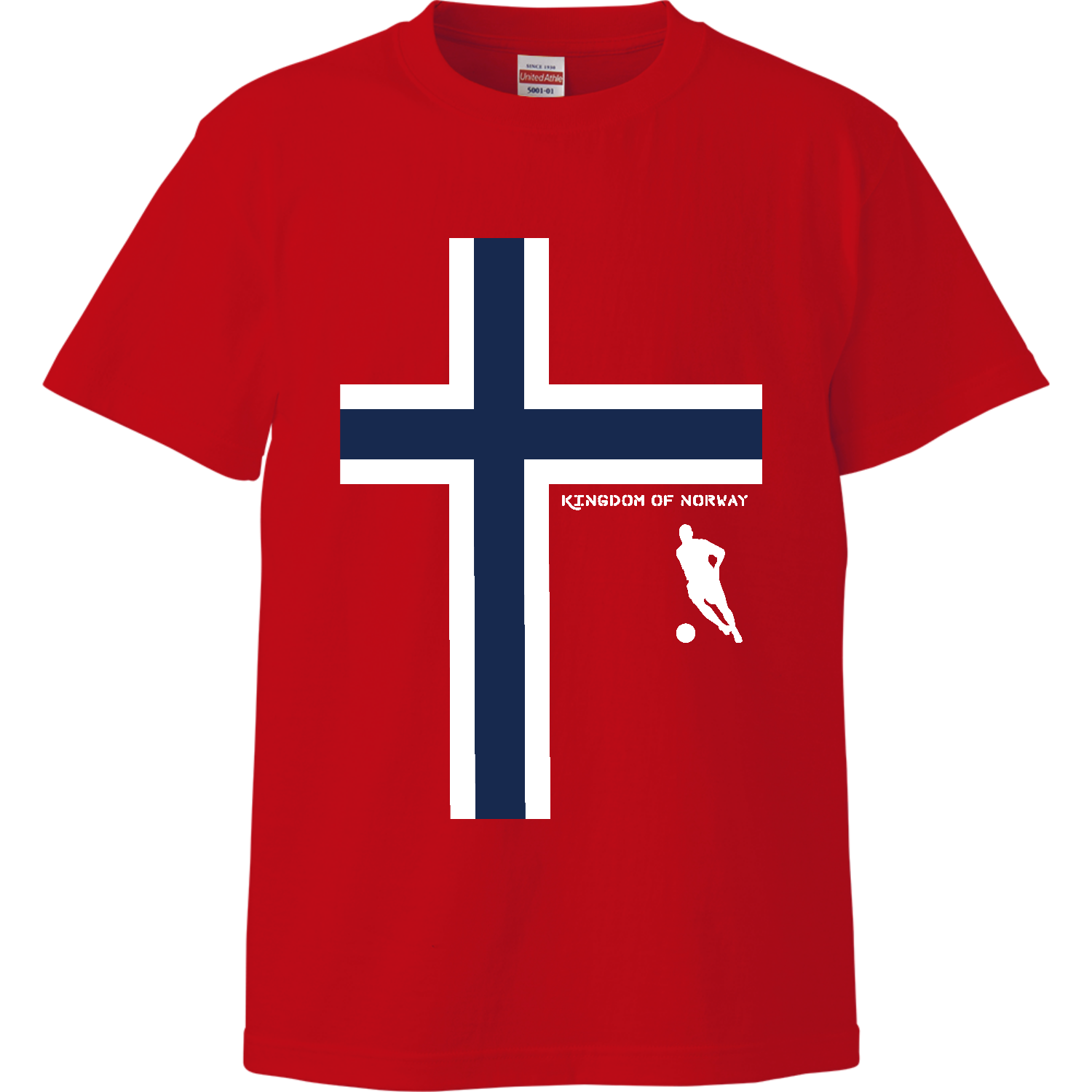 ノルウェー王国・サッカーエディション【ノルウェー国旗×サッカー】 ハイクオリティーTシャツ
