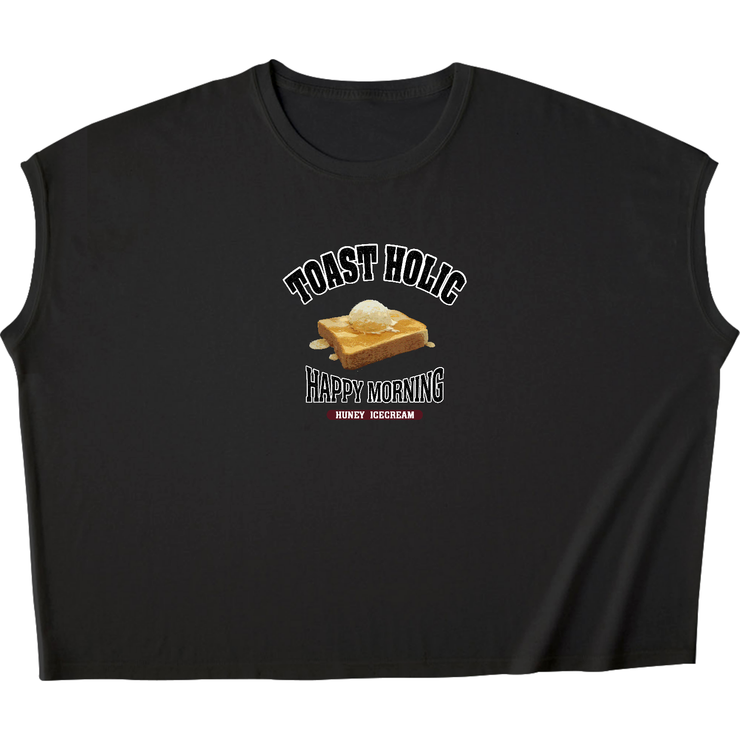 ハニーアイストースト（アレンジトースト 風） スリーブレス ワイド Tシャツ