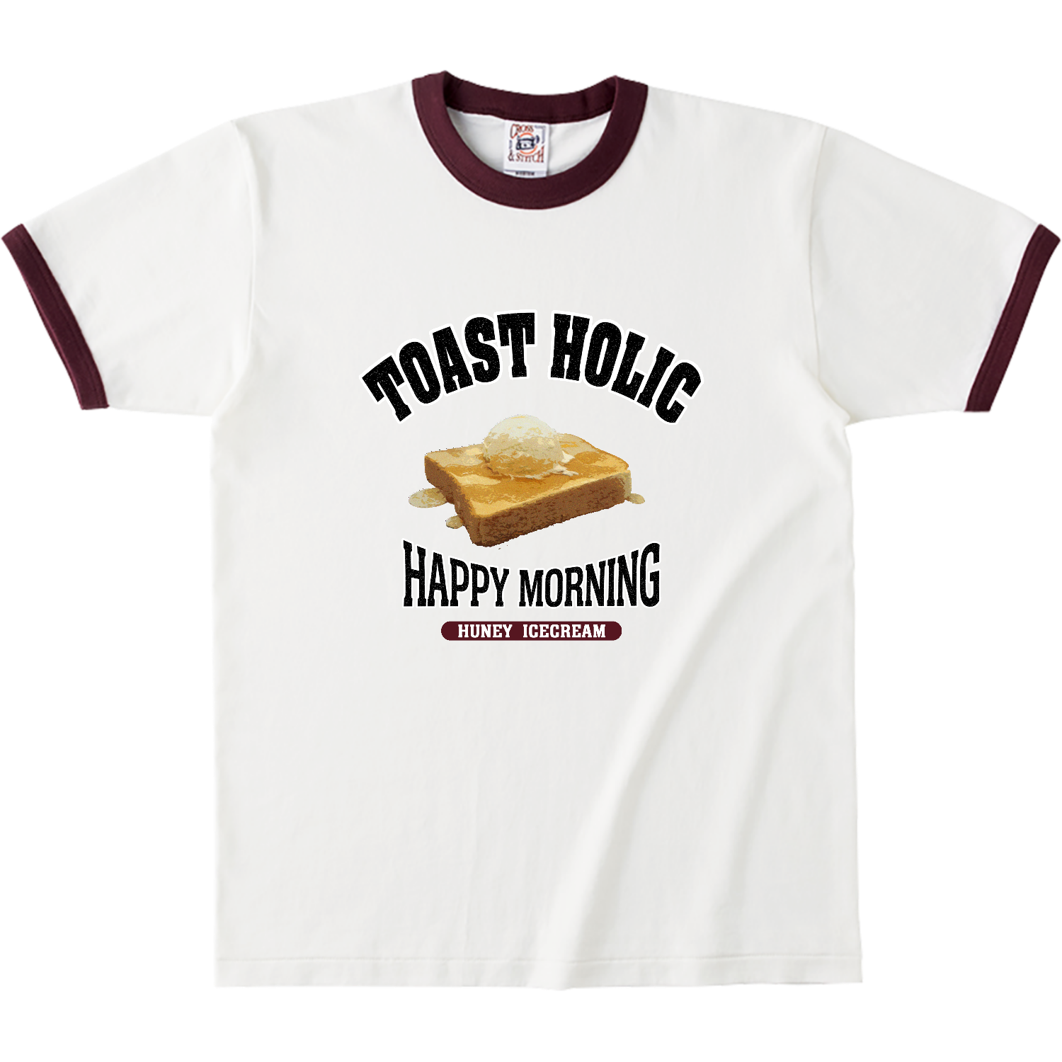 ハニーアイストースト（アレンジトースト 風） オープンエンドマックスウェイトリンガーTシャツ