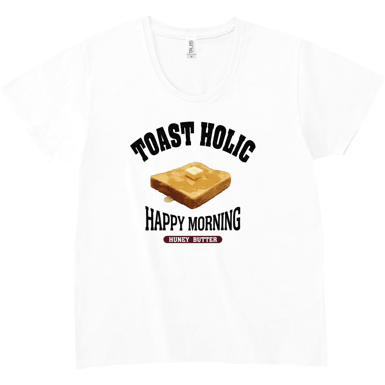 ハニーバタートースト（アレンジトースト 風） スリムフィット UネックTシャツ