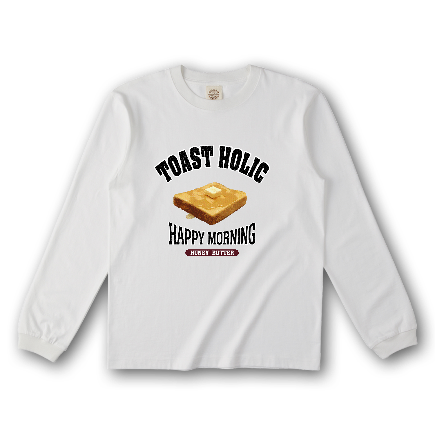 ハニーバタートースト（アレンジトースト 風） オーガニックコットンロングスリーブTシャツ（リブ有り）