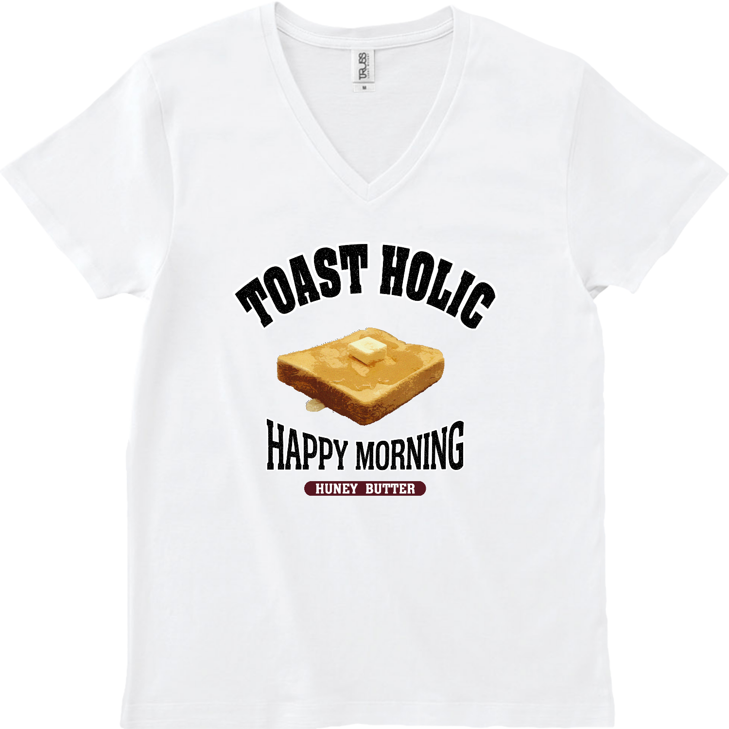 ハニーバタートースト（アレンジトースト 風） スリムフィット VネックTシャツ