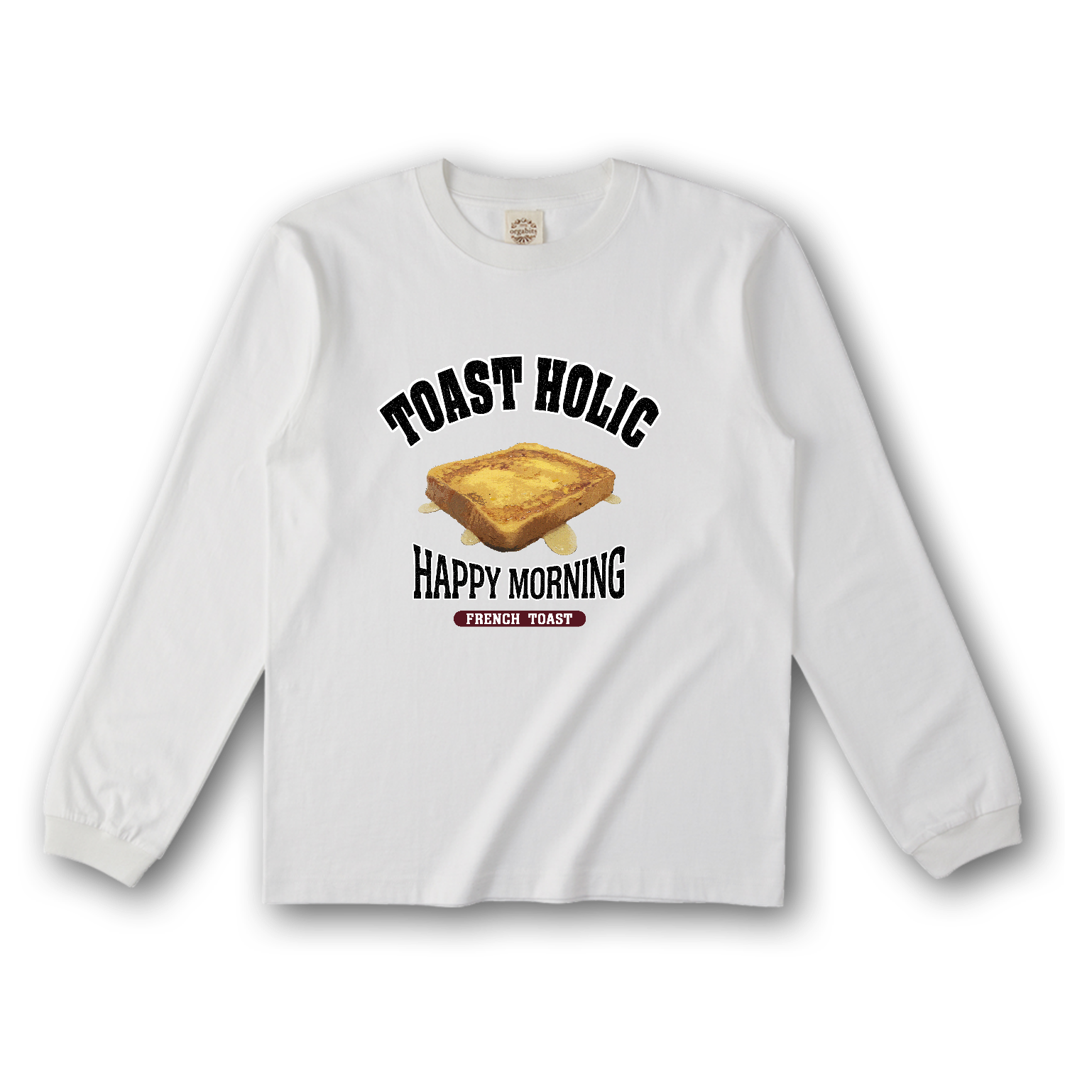 フレンチトースト（アレンジトースト 風） オーガニックコットンロングスリーブTシャツ（リブ有り）
