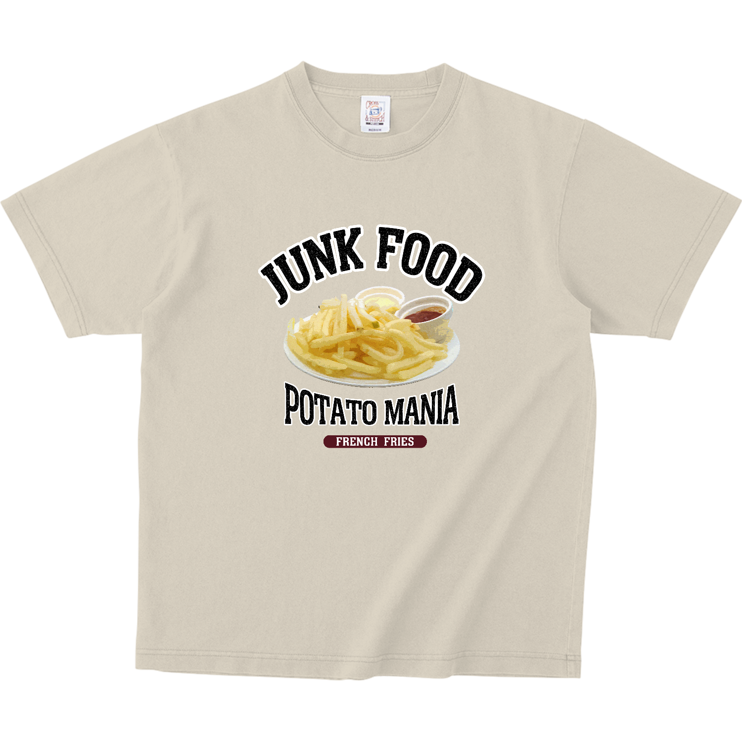 細細フライドポテト（ビンテージ風） ピグメントＴシャツ