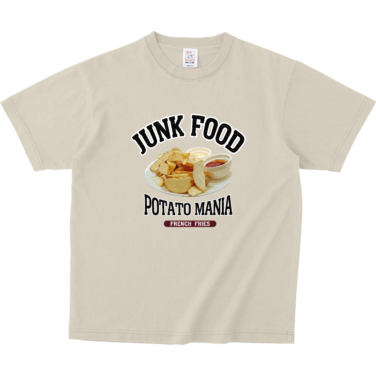 皮付フライドポテト（ビンテージ風） ピグメントＴシャツ