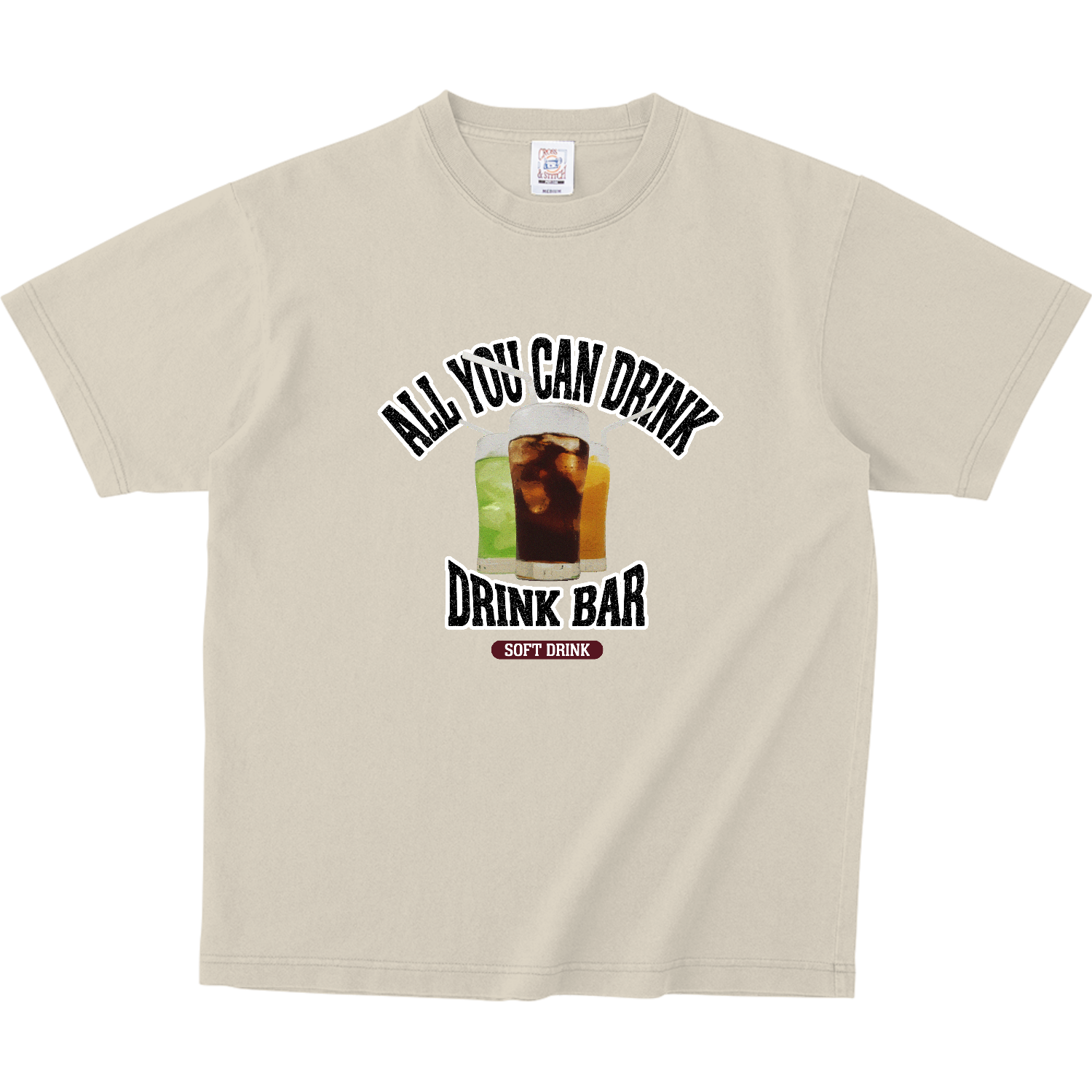 ドリンクバー（ビンテージ風） ピグメントＴシャツ