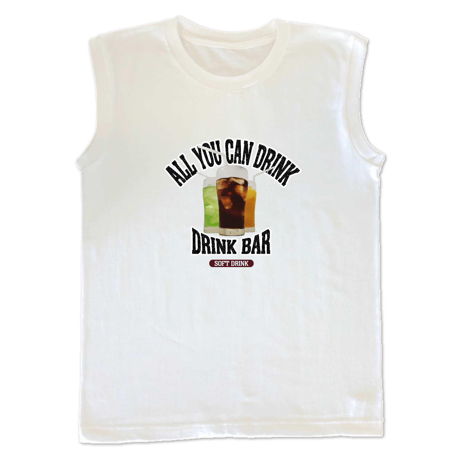 ドリンクバー（ビンテージ風） ウィメンズ ノースリーブ Ｔシャツ