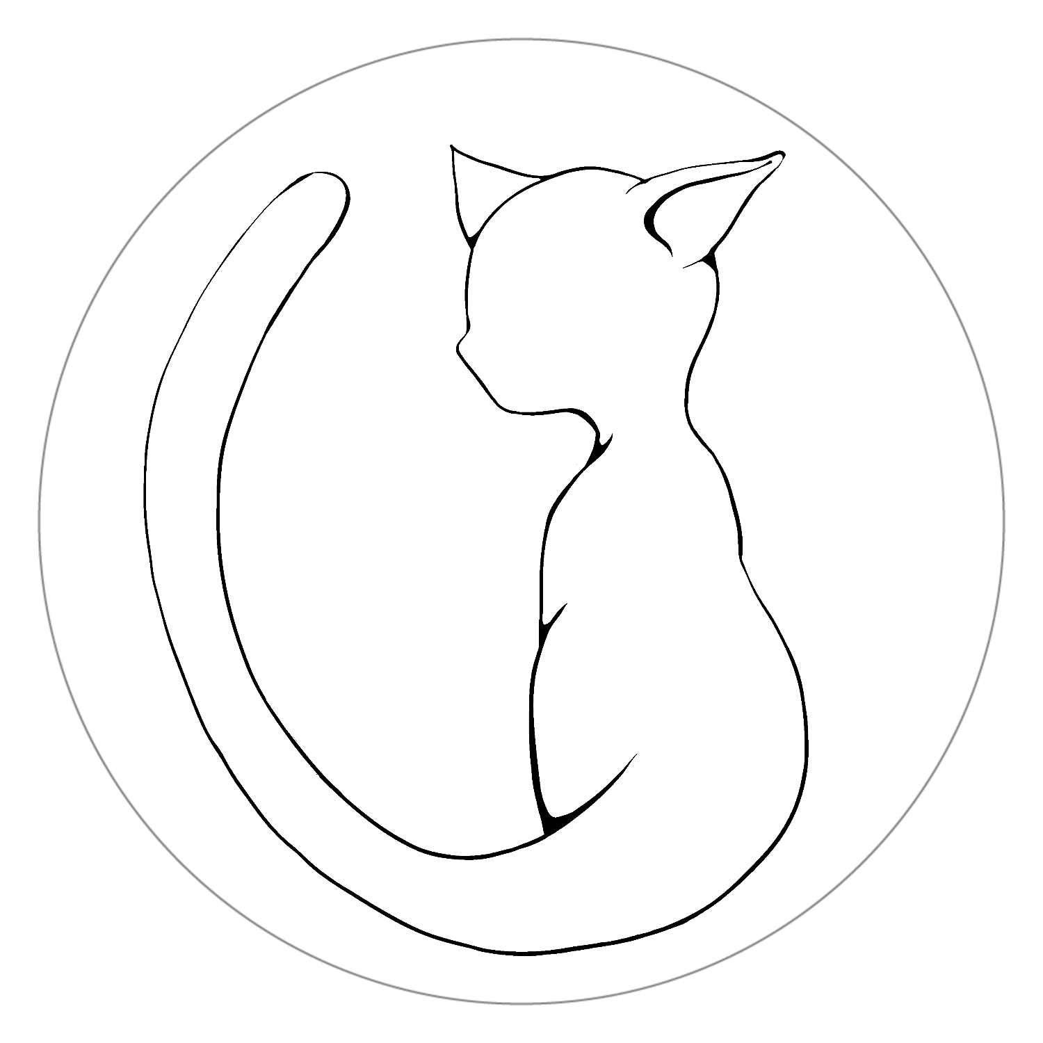 猫シルエット白雲石コースター　丸1