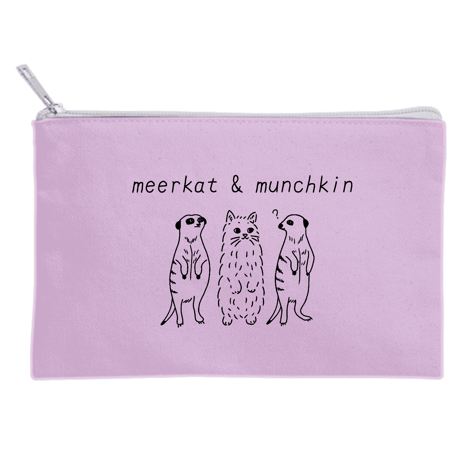meerkat＆munchkin(ブラック) キャンバスポーチ(S)【白プリント有】