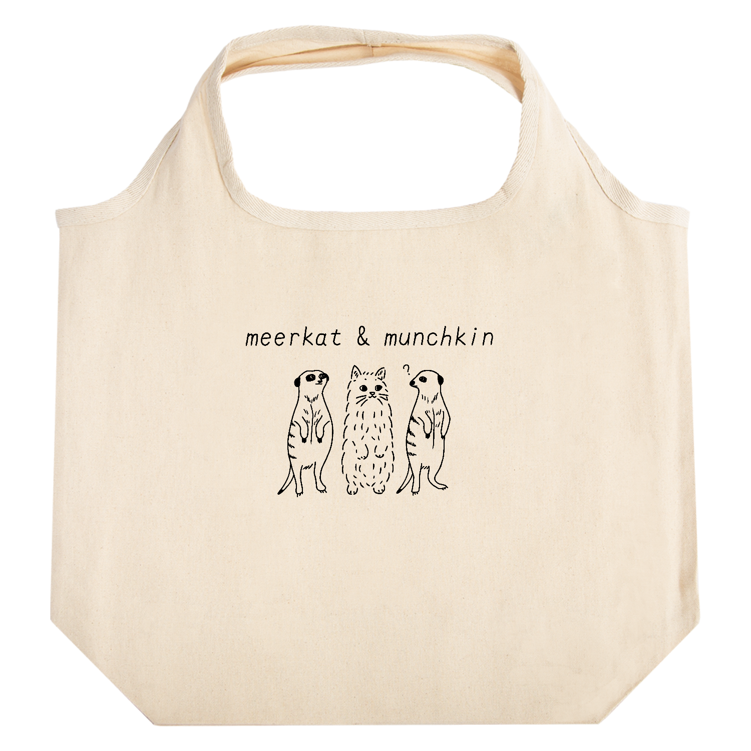 meerkat＆munchkin(ブラック) たためるマルシェ【白プリントあり】