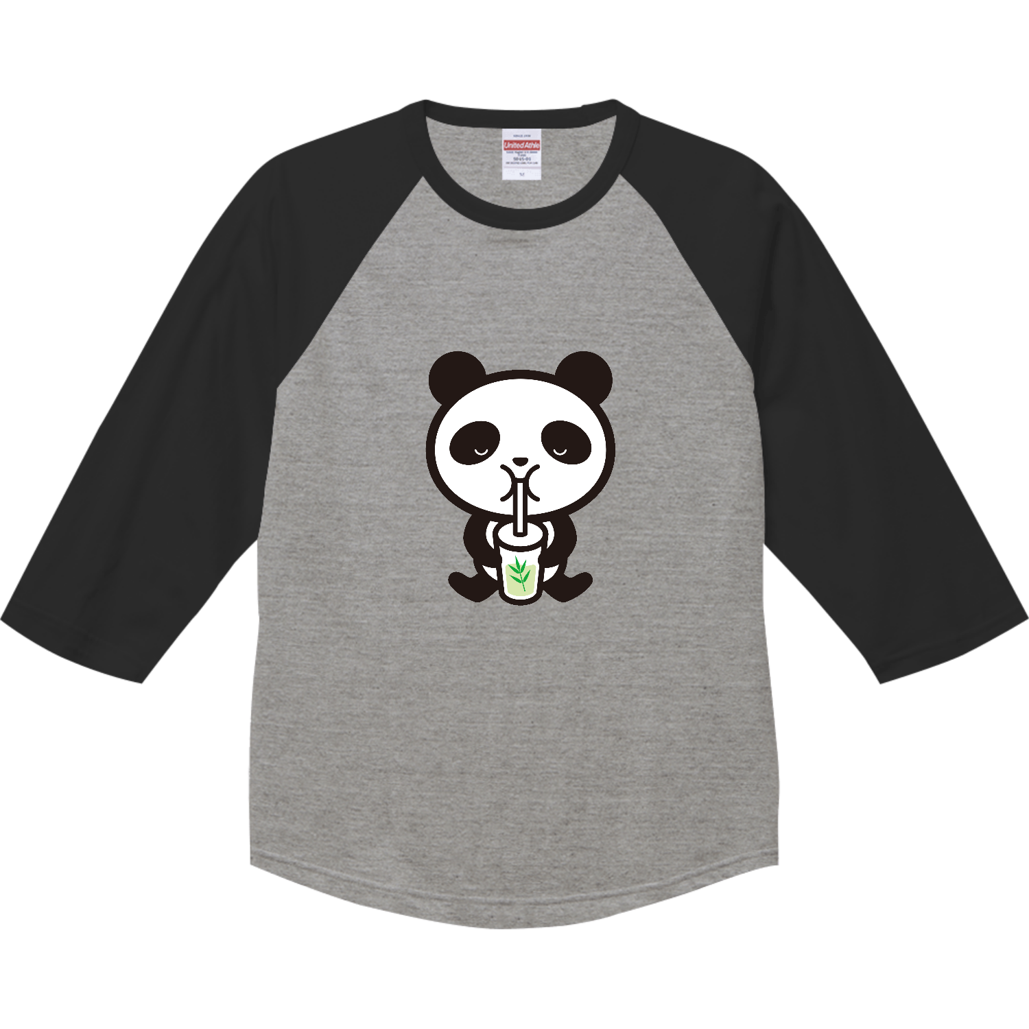 パンダ・笹ジュース ラグランTシャツ（七分袖）