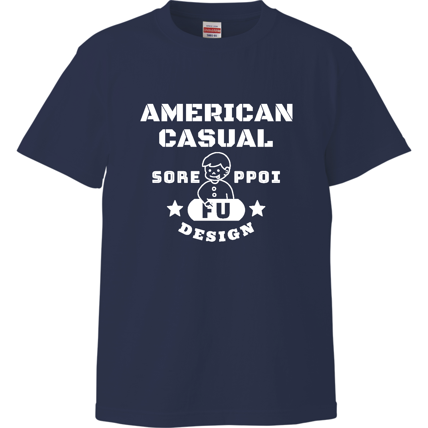 アメカジ風それっぽいデザイン(ホワイト) Tシャツ｜Penguin24design+